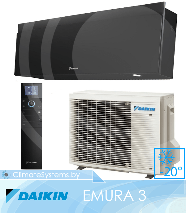 DAIKIN EMURA 3 BLACK. FTXJ35AB9/RXJ35A9 Inverter. Встроенный Wi-Fi модуль. Датчик Intelligent Eye. Технология Flash Streamer. Тепловой насос. Уверенный нагрев при -20°С. 1 DAIKIN EMURA 3 BLACK. FTXJ35AB9/RXJ35A9 Inverter. Встроенный Wi-Fi модуль. Датчик Intelligent Eye. Технология Flash Streamer. Тепловой насос. Уверенный нагрев при -20°С. изображение 1 купить в Минске