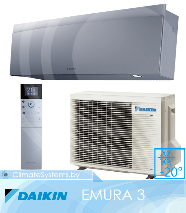 DAIKIN EMURA 3 SILVER. FTXJ35AS9/RXJ35A9 Inverter. Встроенный Wi-Fi модуль. Датчик Intelligent Eye. Технология Flash Streamer. Тепловой насос. Уверенный нагрев при -20°С. 1 DAIKIN EMURA 3 SILVER. FTXJ35AS9/RXJ35A9 Inverter. Встроенный Wi-Fi модуль. Датчик Intelligent Eye. Технология Flash Streamer. Тепловой насос. Уверенный нагрев при -20°С. изображение 1 купить в Минске